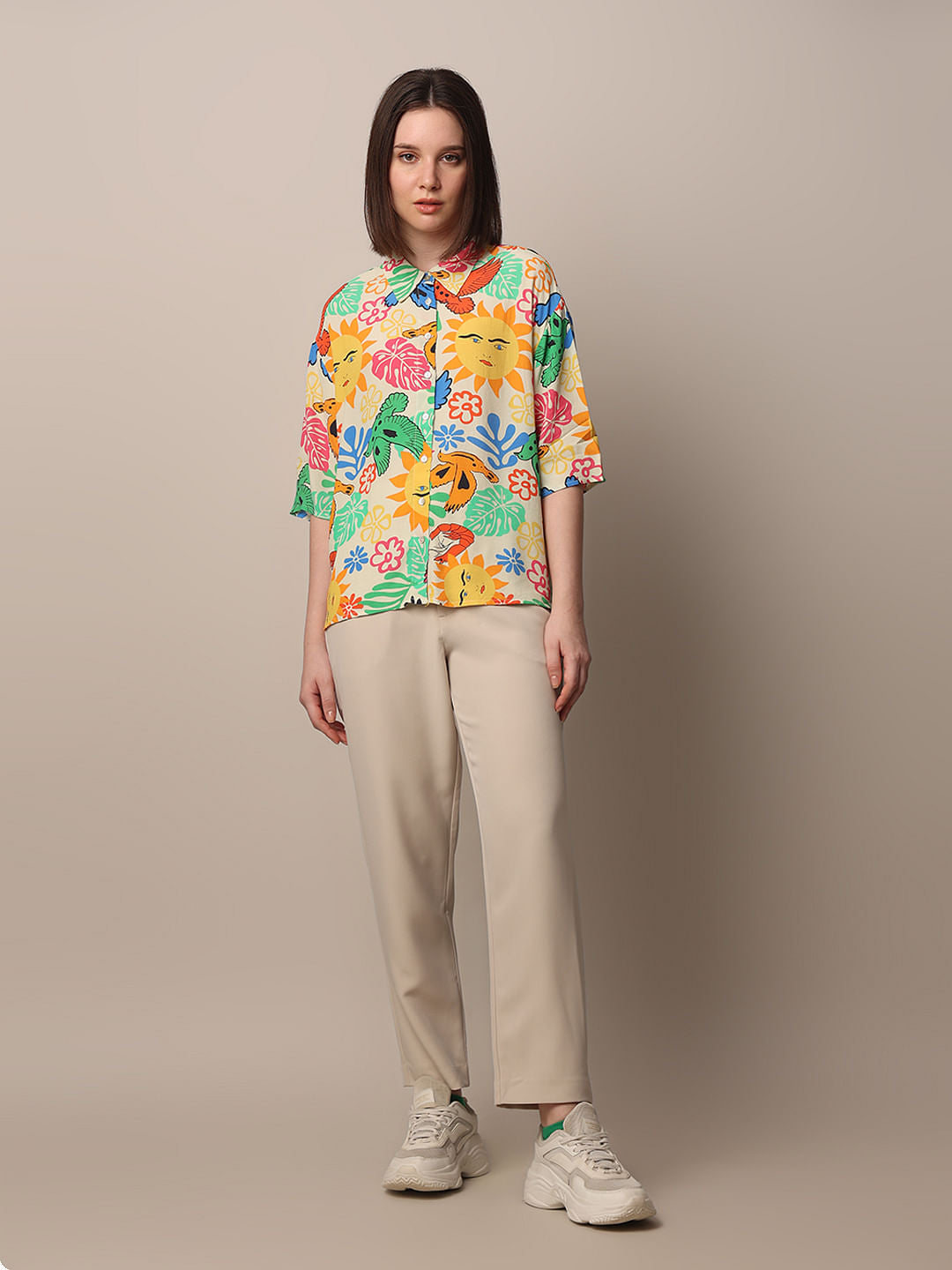 Multi-Colour Printed Viscose Shirt