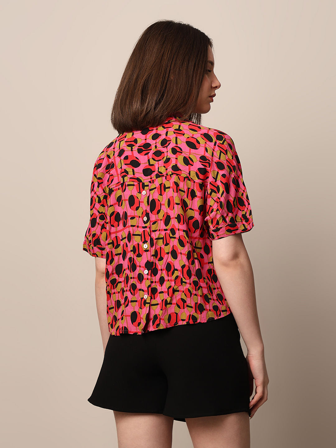 Pink Printed Viscose Shirt