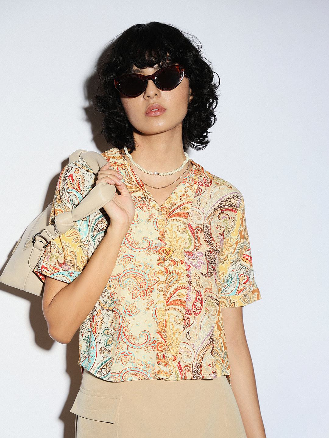 Yellow Printed Resort Collar Shirt