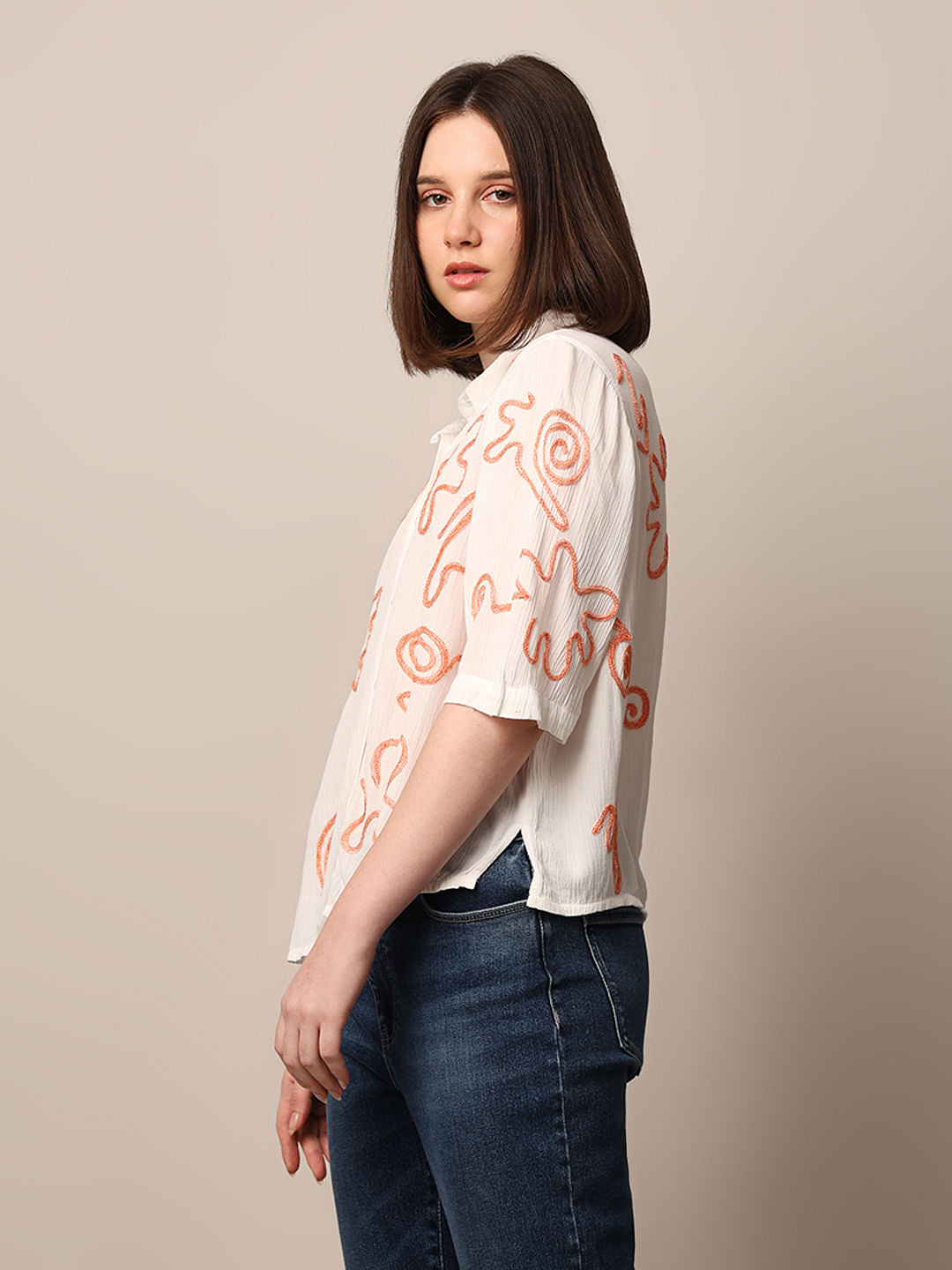 White Embroidered Shirt