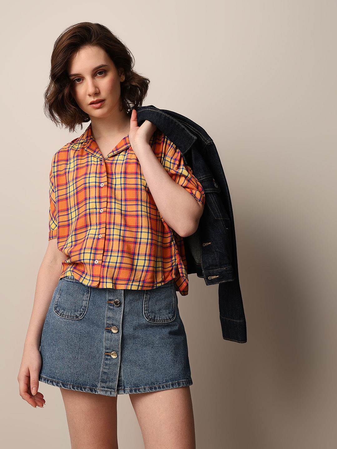 Yellow Check Resort Collar Shirt