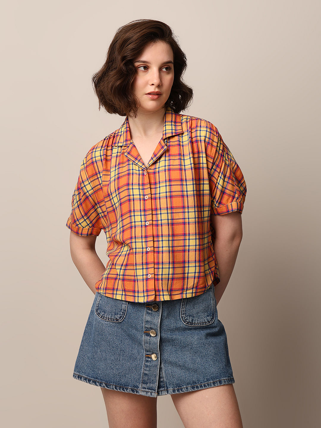 Yellow Check Resort Collar Shirt