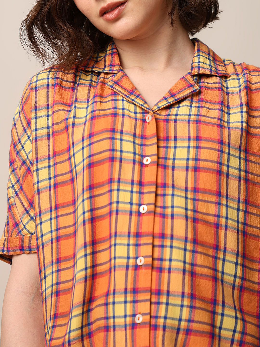 Yellow Check Resort Collar Shirt