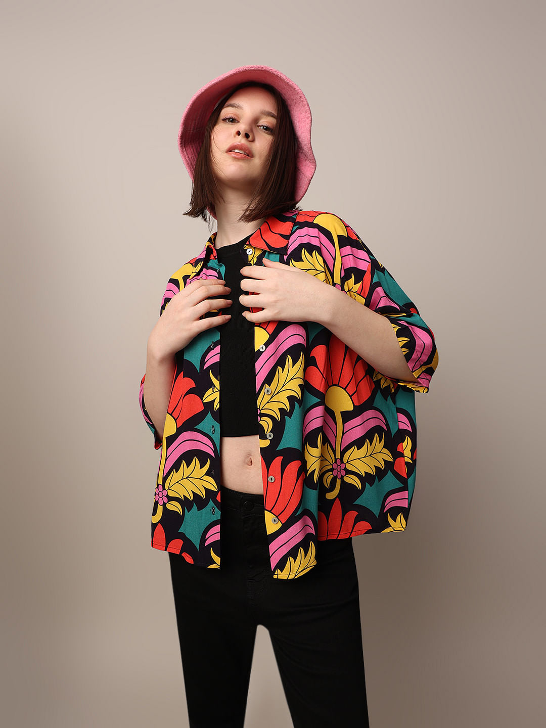 Black Printed Viscose Shirt