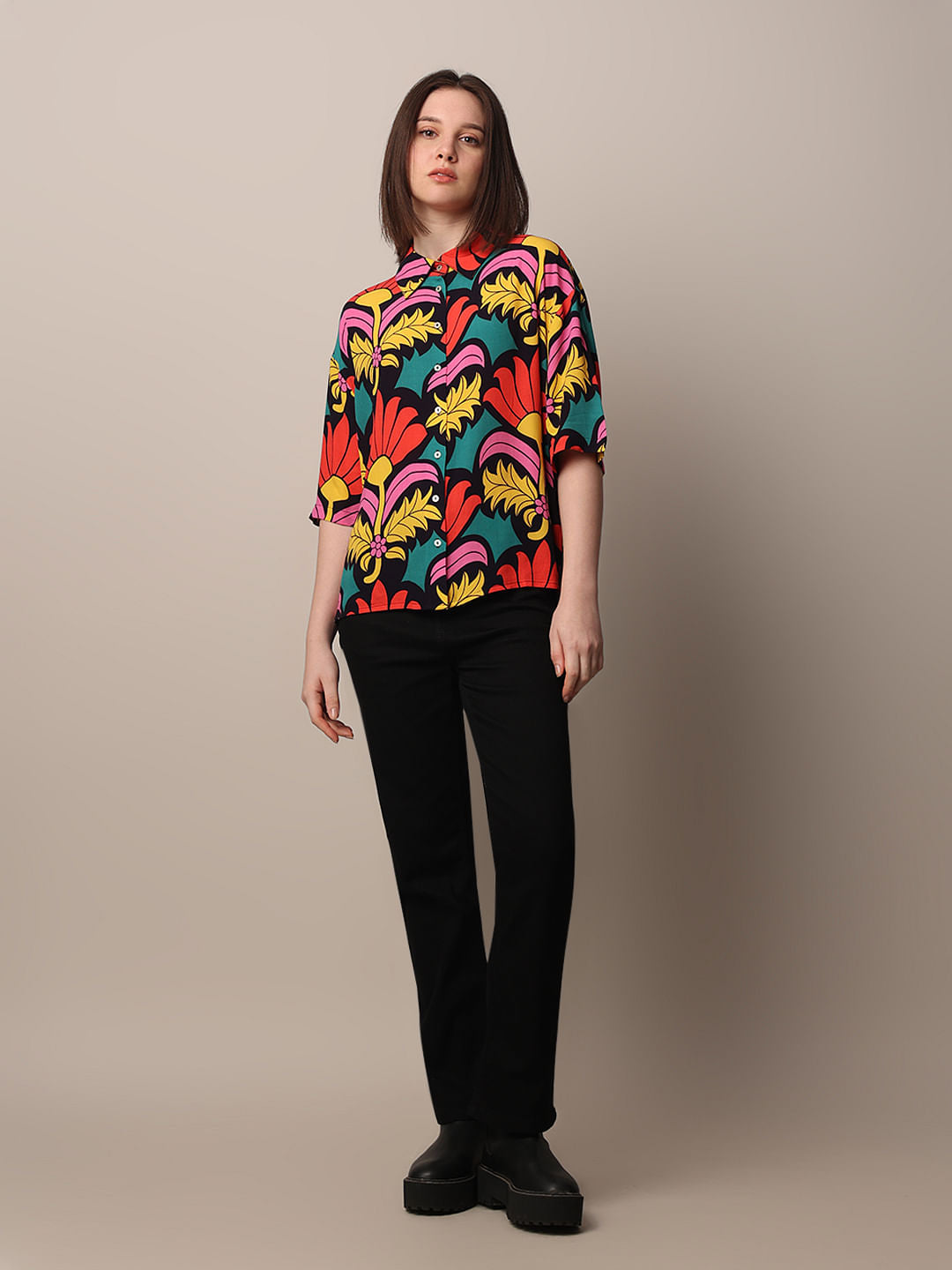 Black Printed Viscose Shirt