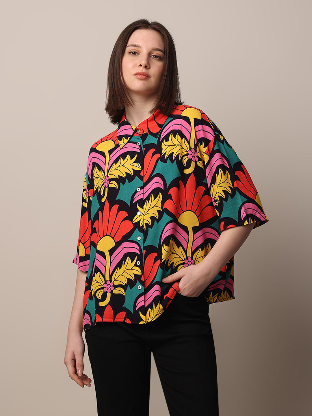 Black Printed Viscose Shirt