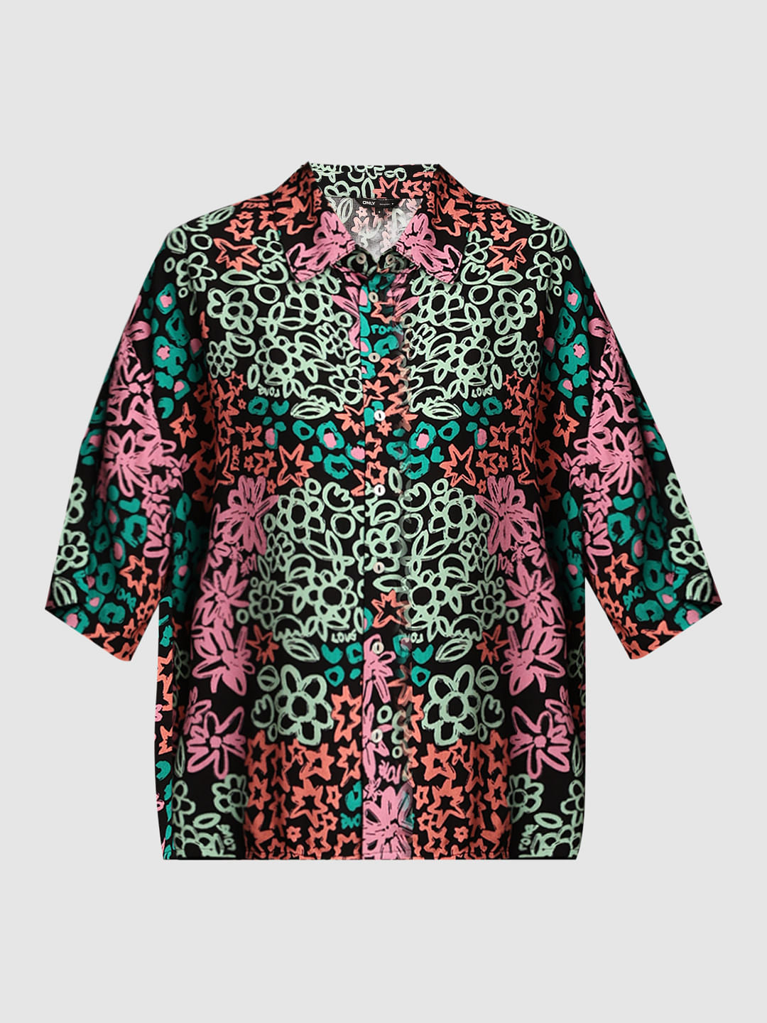 Black Floral Print Shirt