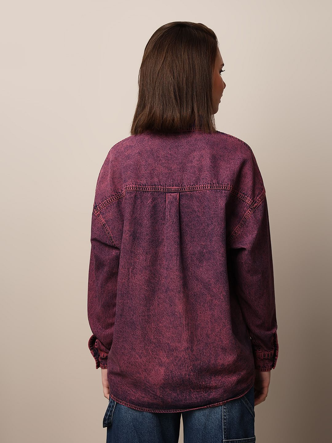 Pink Oversized Denim Shacket