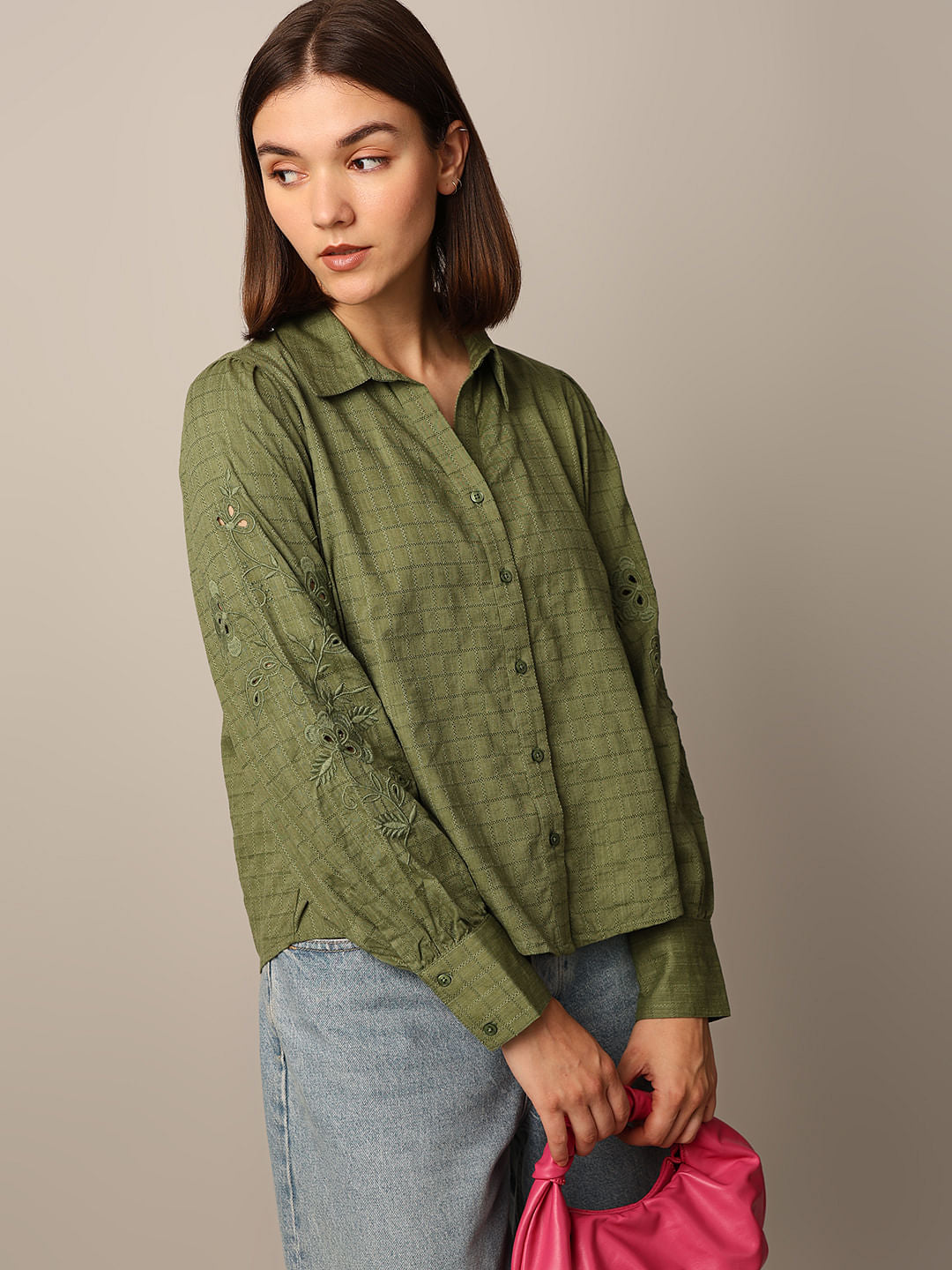 Green Embroidered Shirt
