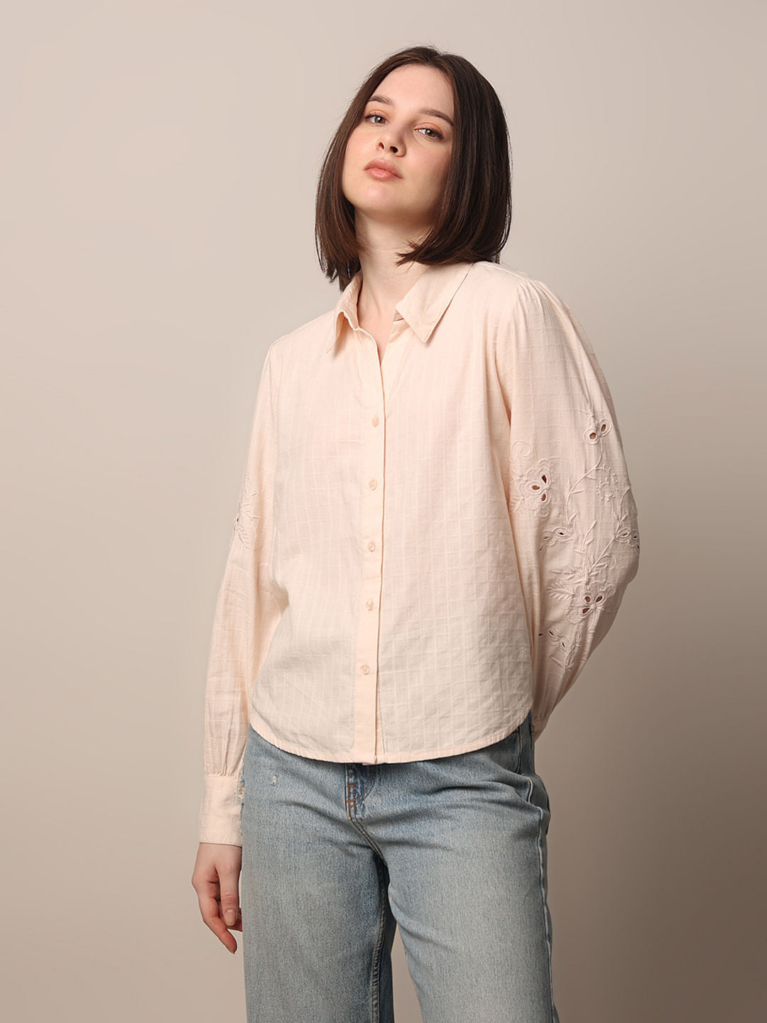 Pink Embroidered Shirt