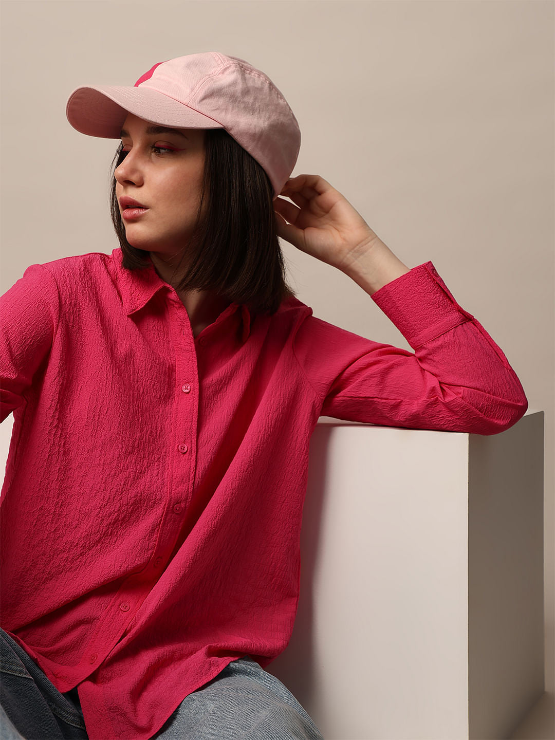 Pink Textured Shirt