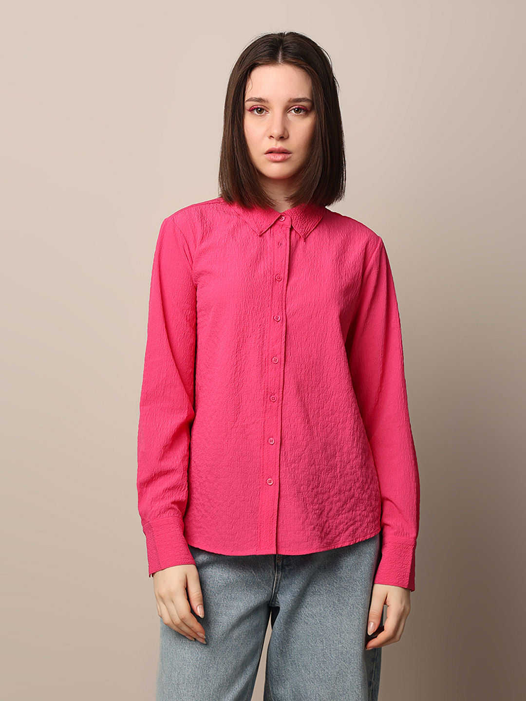 Pink Textured Shirt