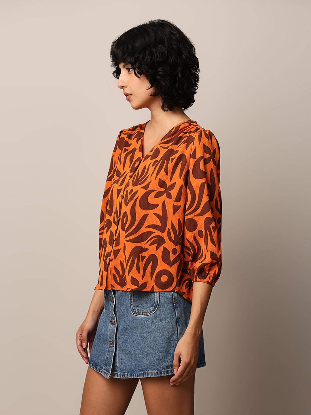 Orange Printed Top