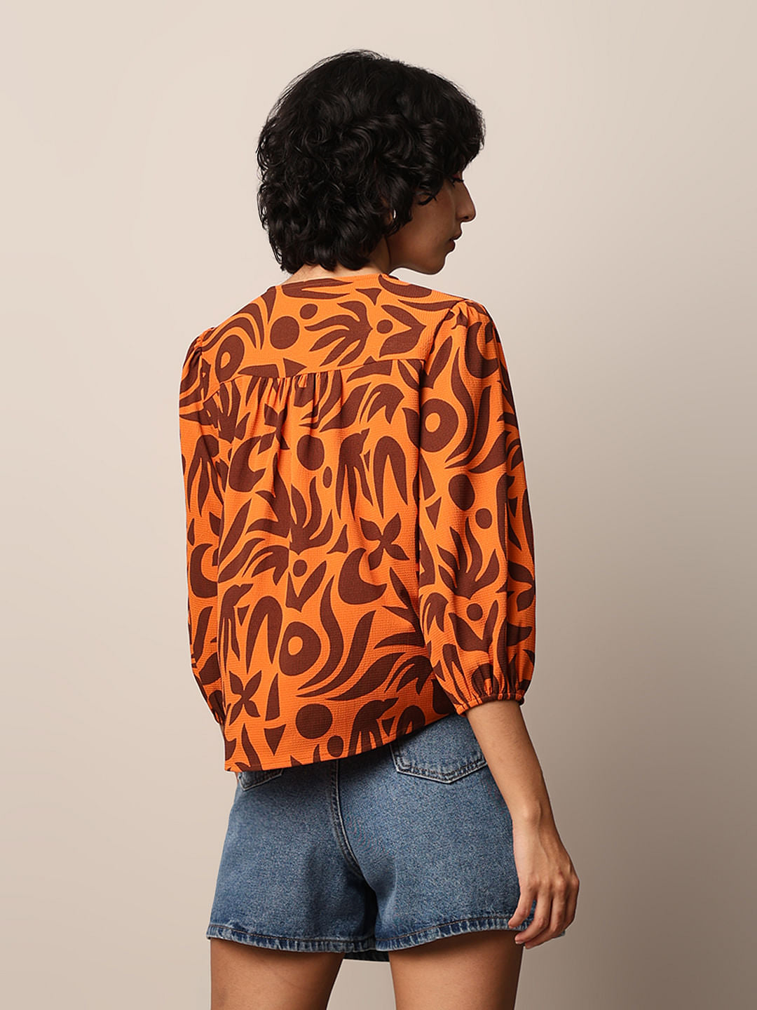 Orange Printed Top