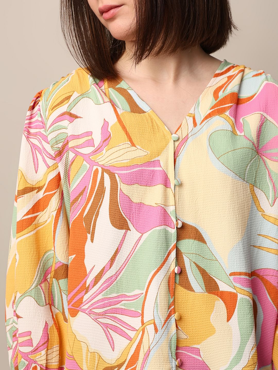Multi-Colour Printed Crepe Top