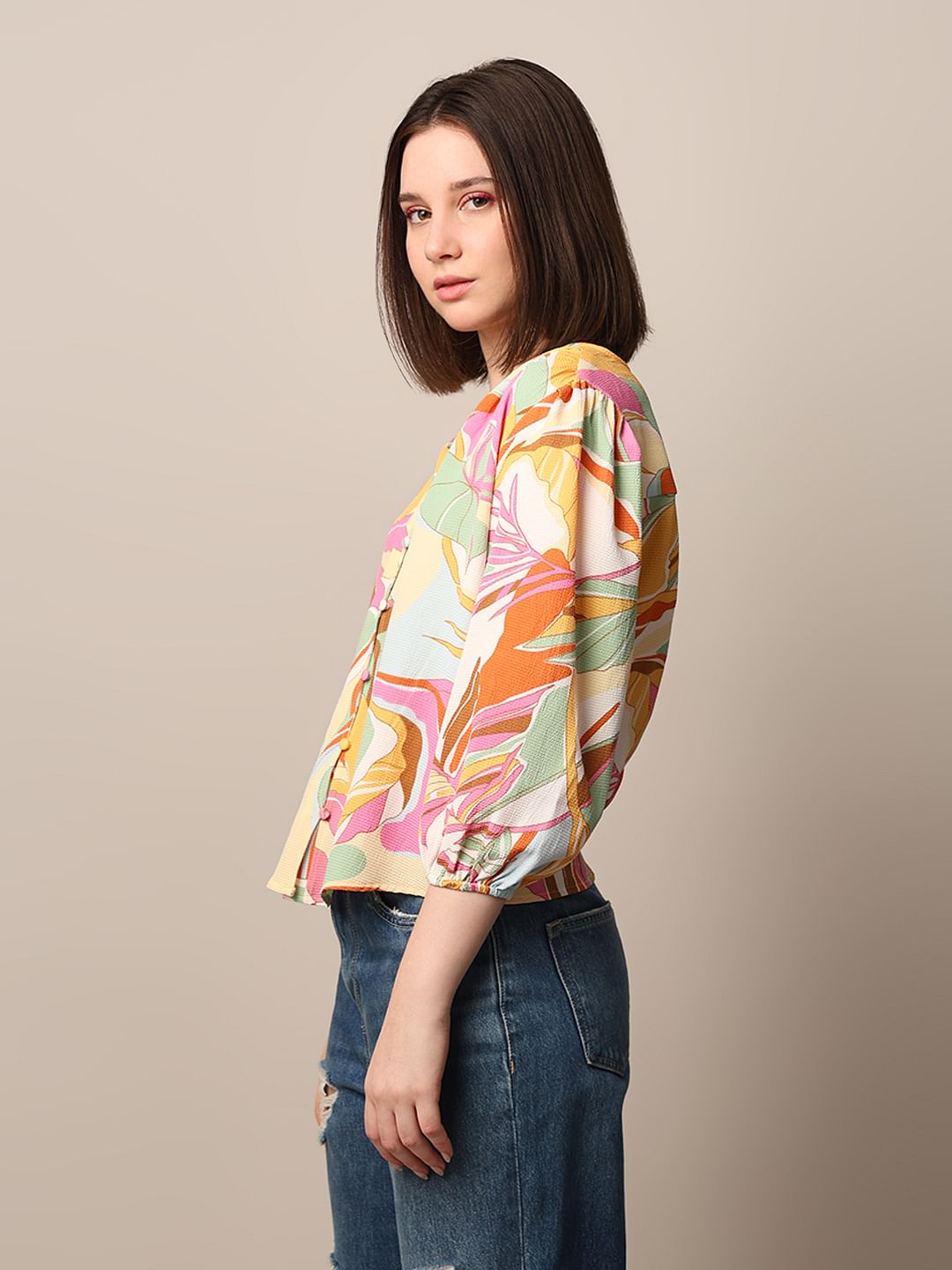 Multi-Colour Printed Crepe Top