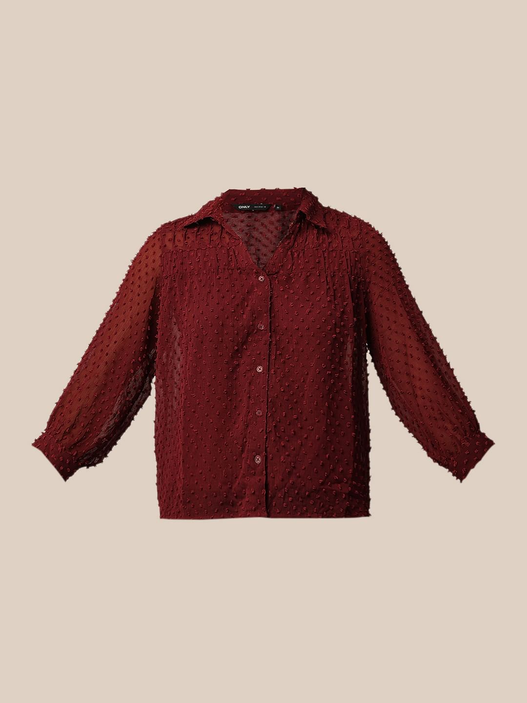 Maroon Textured Dobby Shirt