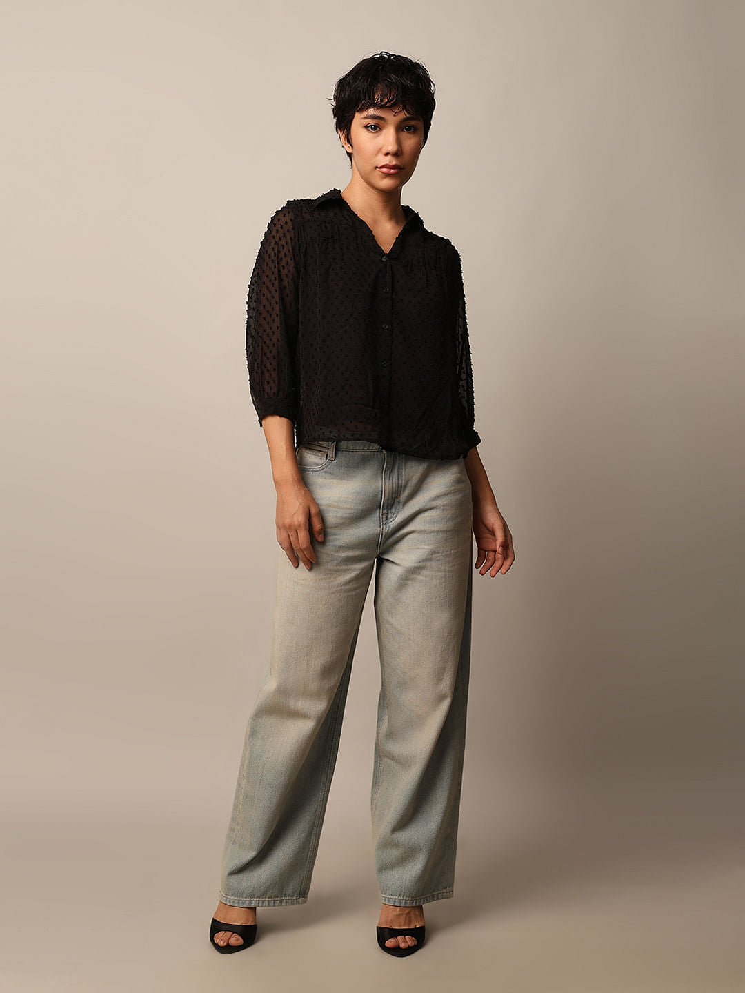 Black Textured Dobby Shirt