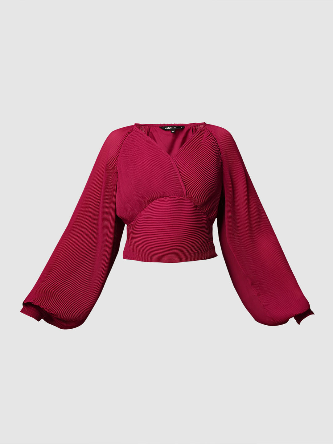 Pink Pleated Cinched Waist Top