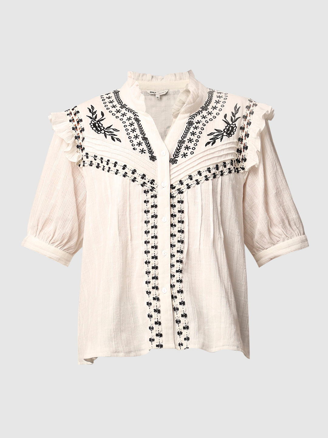 White Embroidered Cotton Top