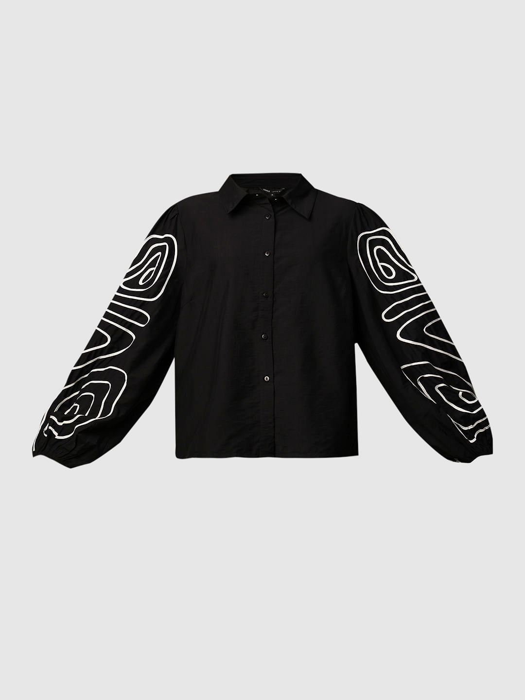 Black Embroidered Detail Shirt