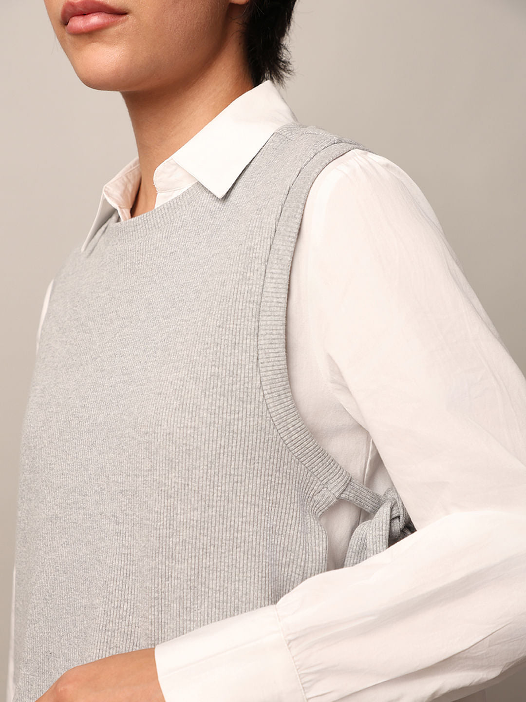 White Mock Pullover Shirt Dress