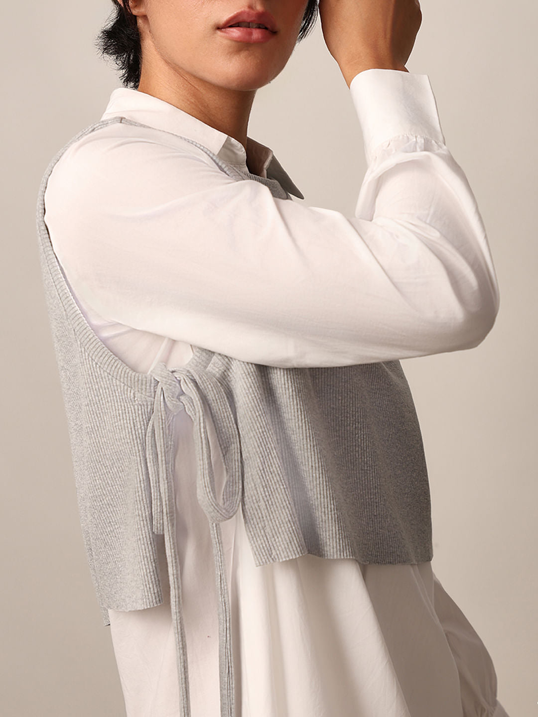 White Mock Pullover Shirt Dress