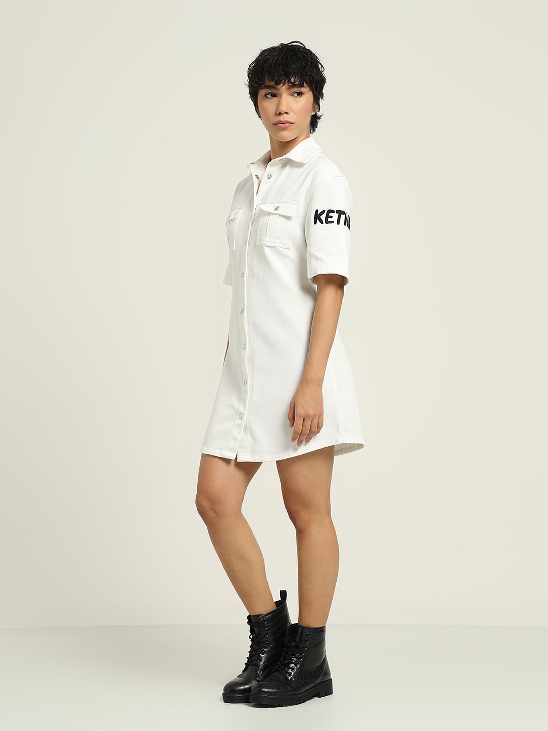 Ketnipz White Utility Shirt Dress