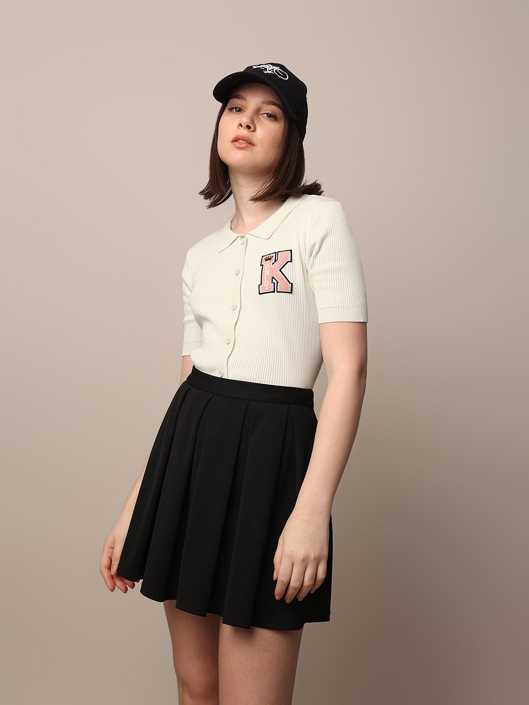 White Ribbed Fitted Polo