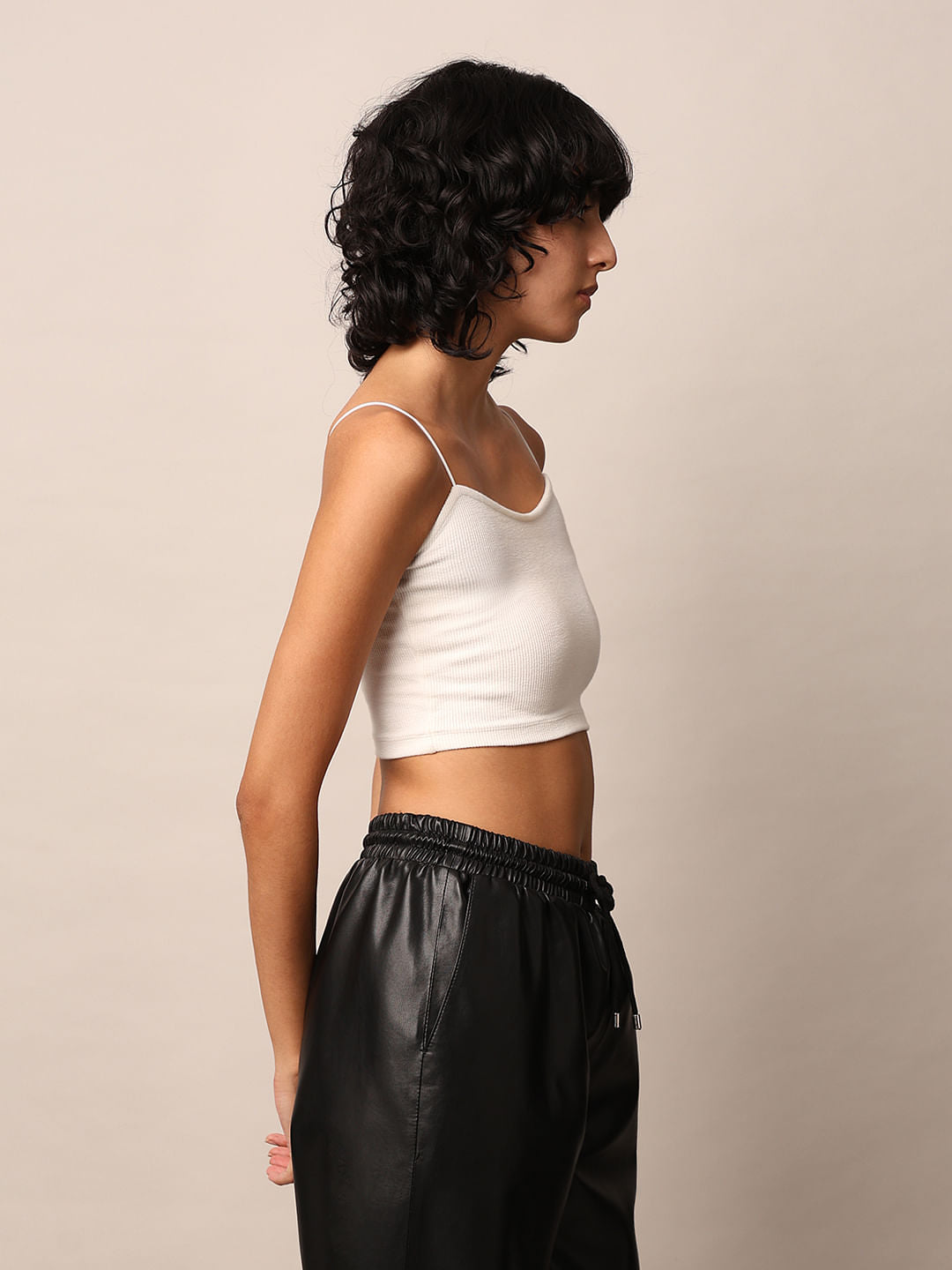 White Ribbed Bandeau Top