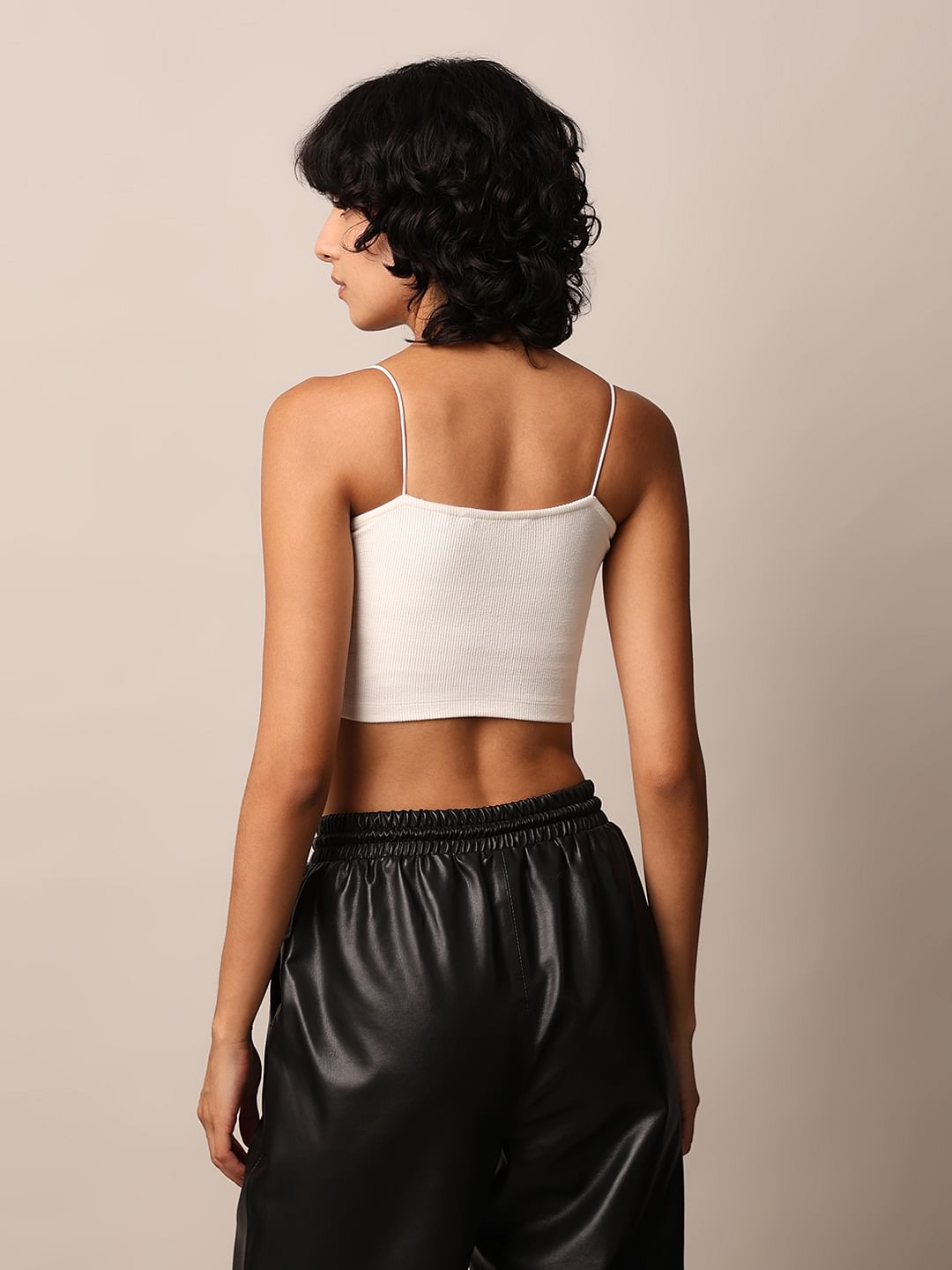 White Ribbed Bandeau Top