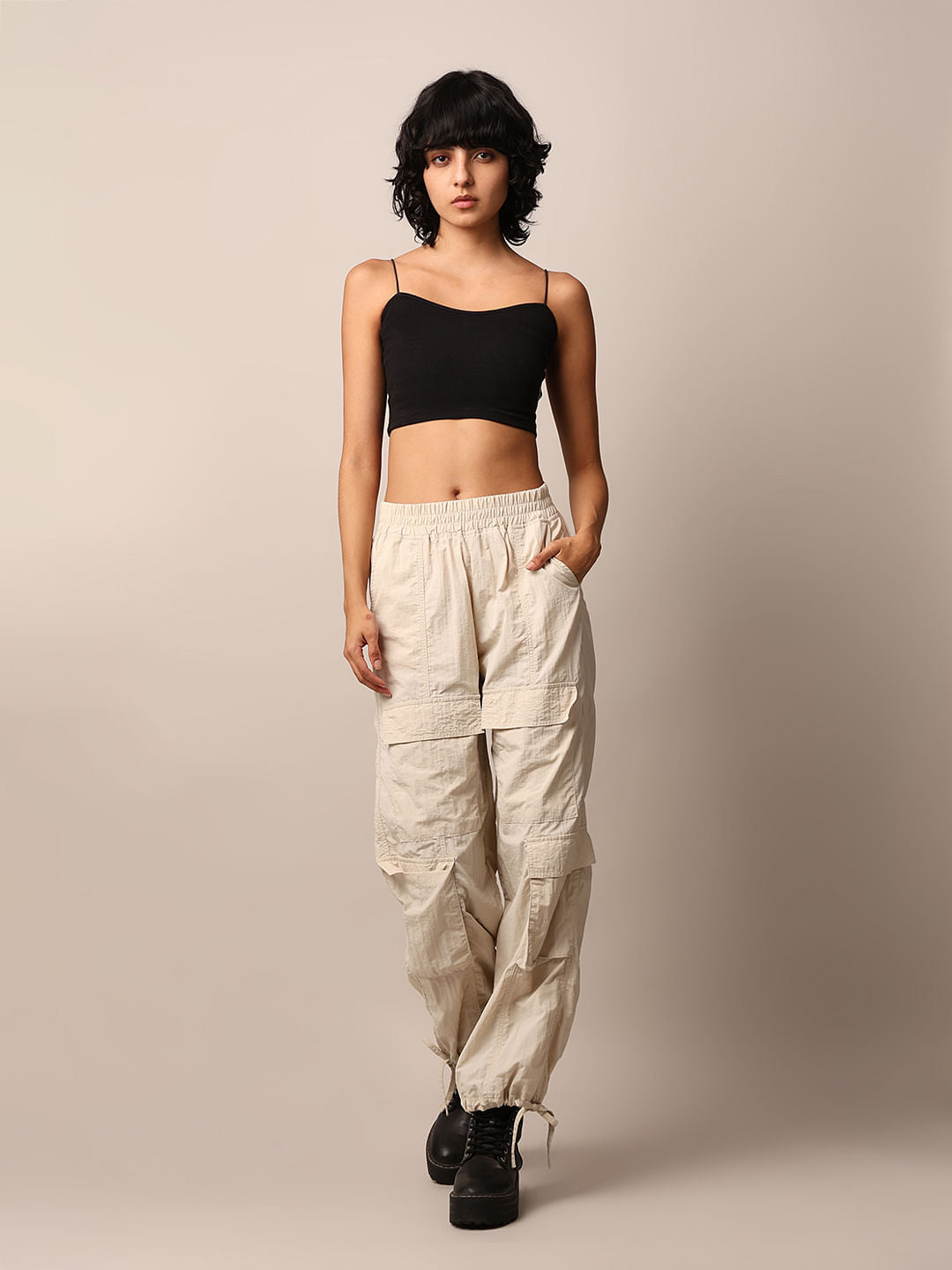 Black Ribbed Bandeau Top