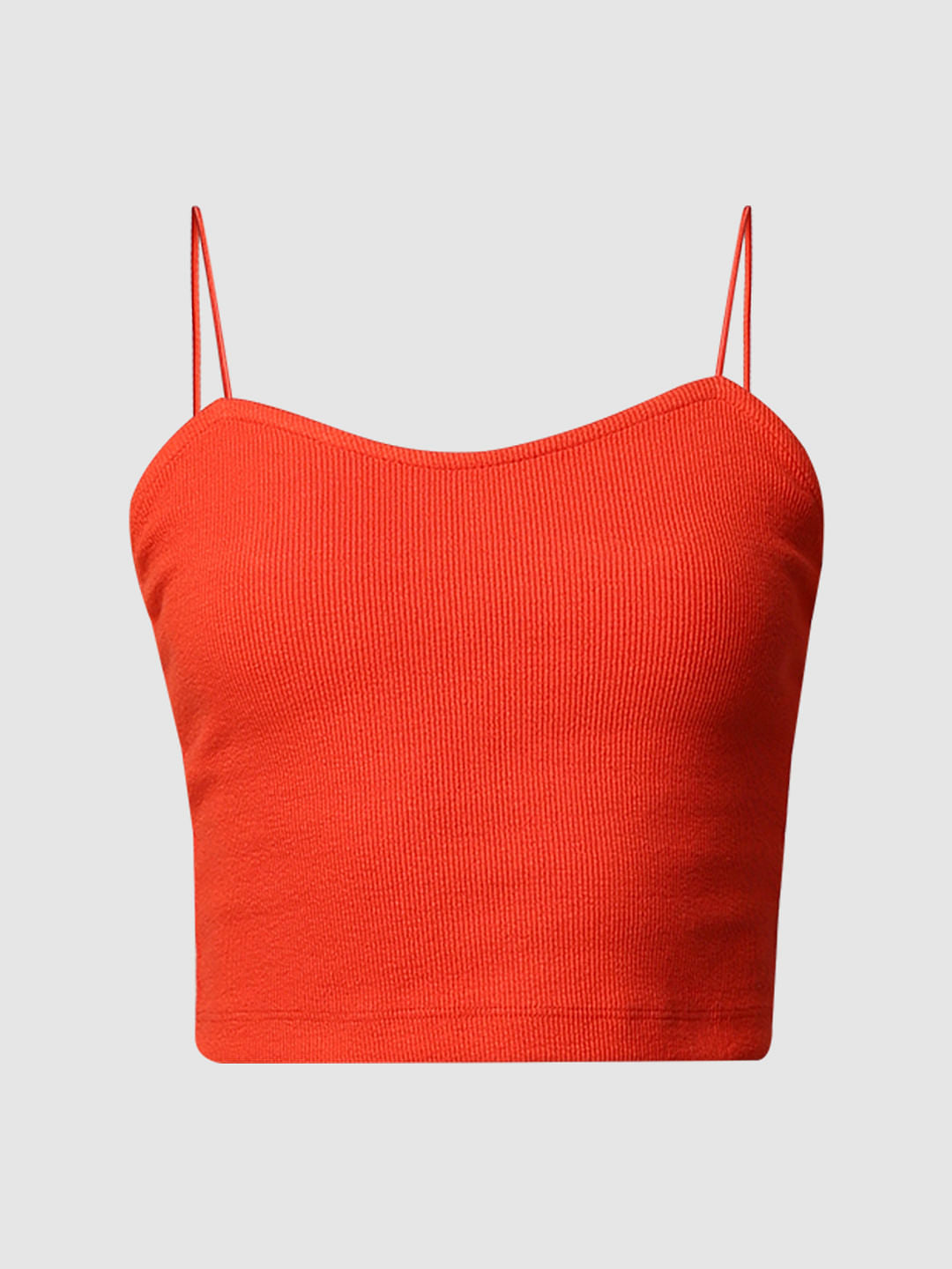 Red Ribbed Bandeau Top