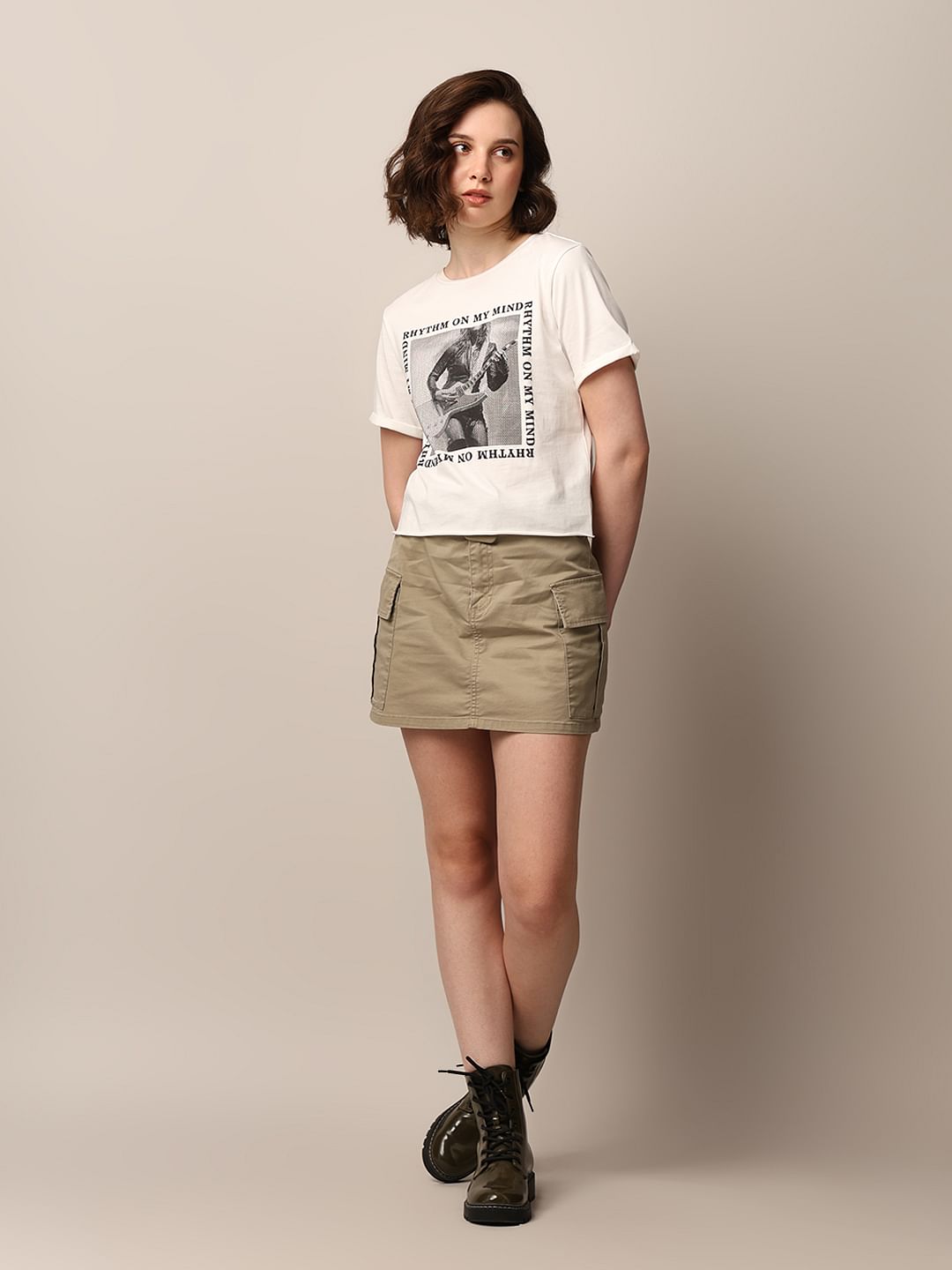 White Printed Cotton T-Shirt