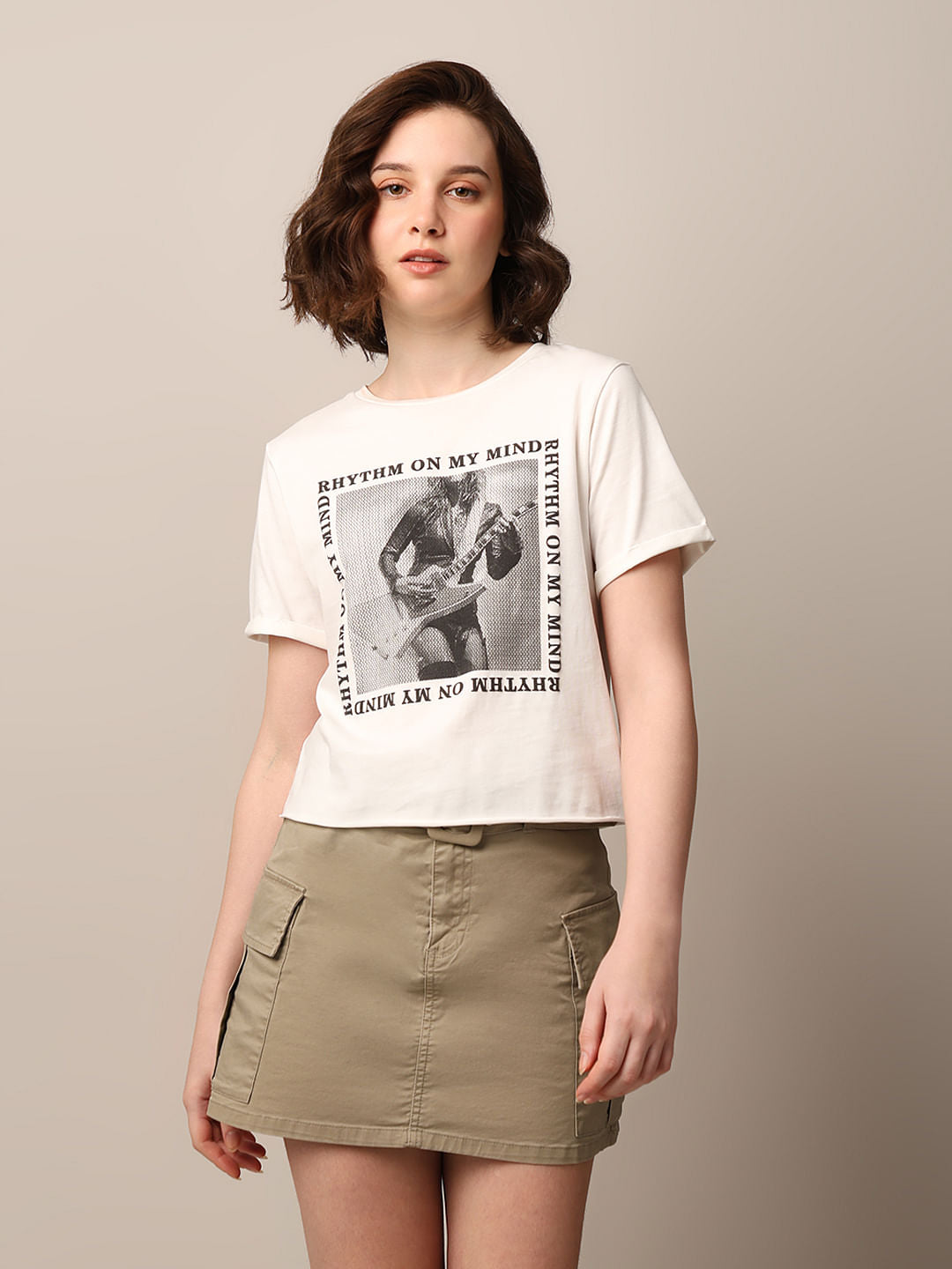 White Printed Cotton T-Shirt