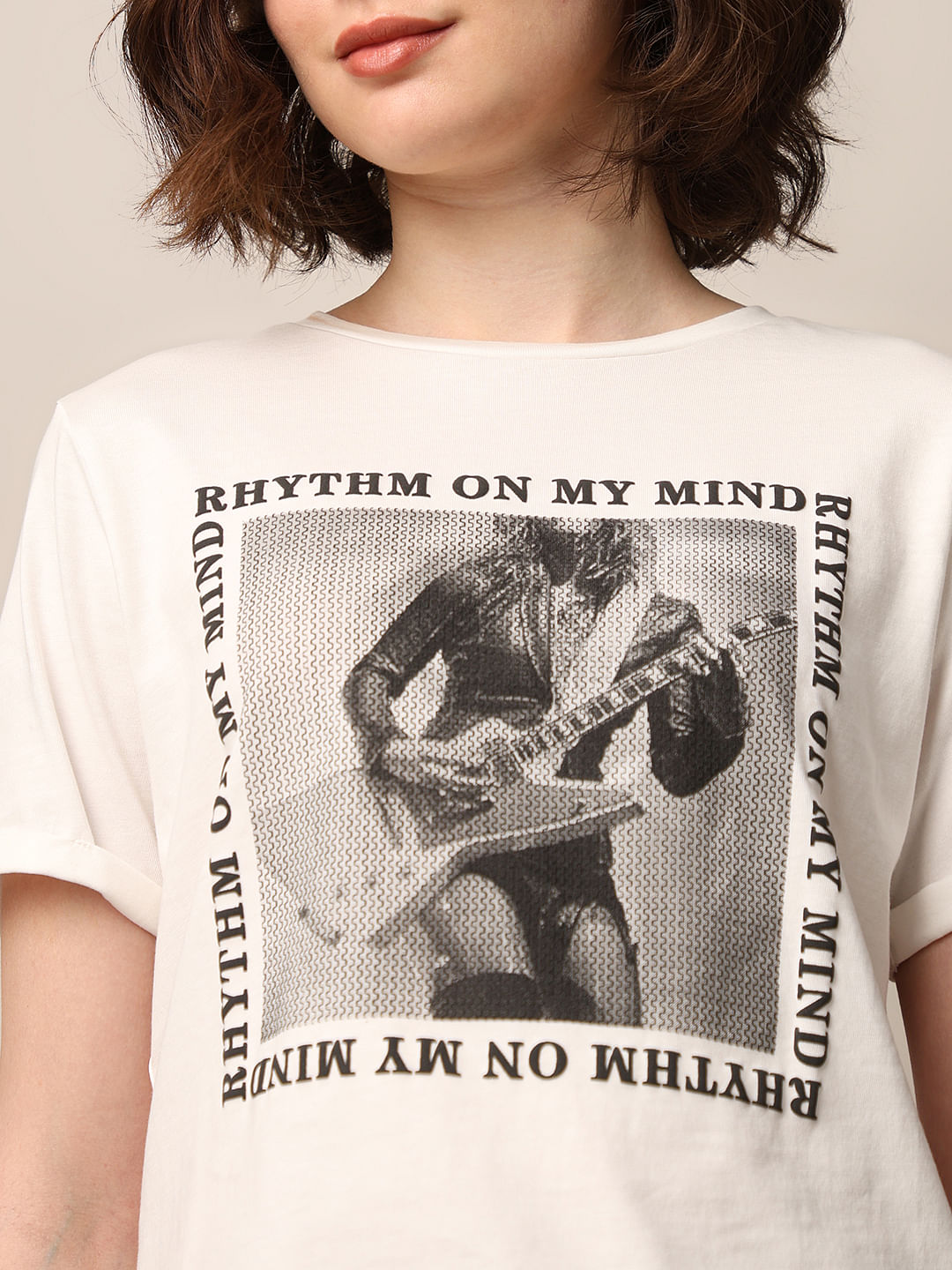 White Printed Cotton T-Shirt