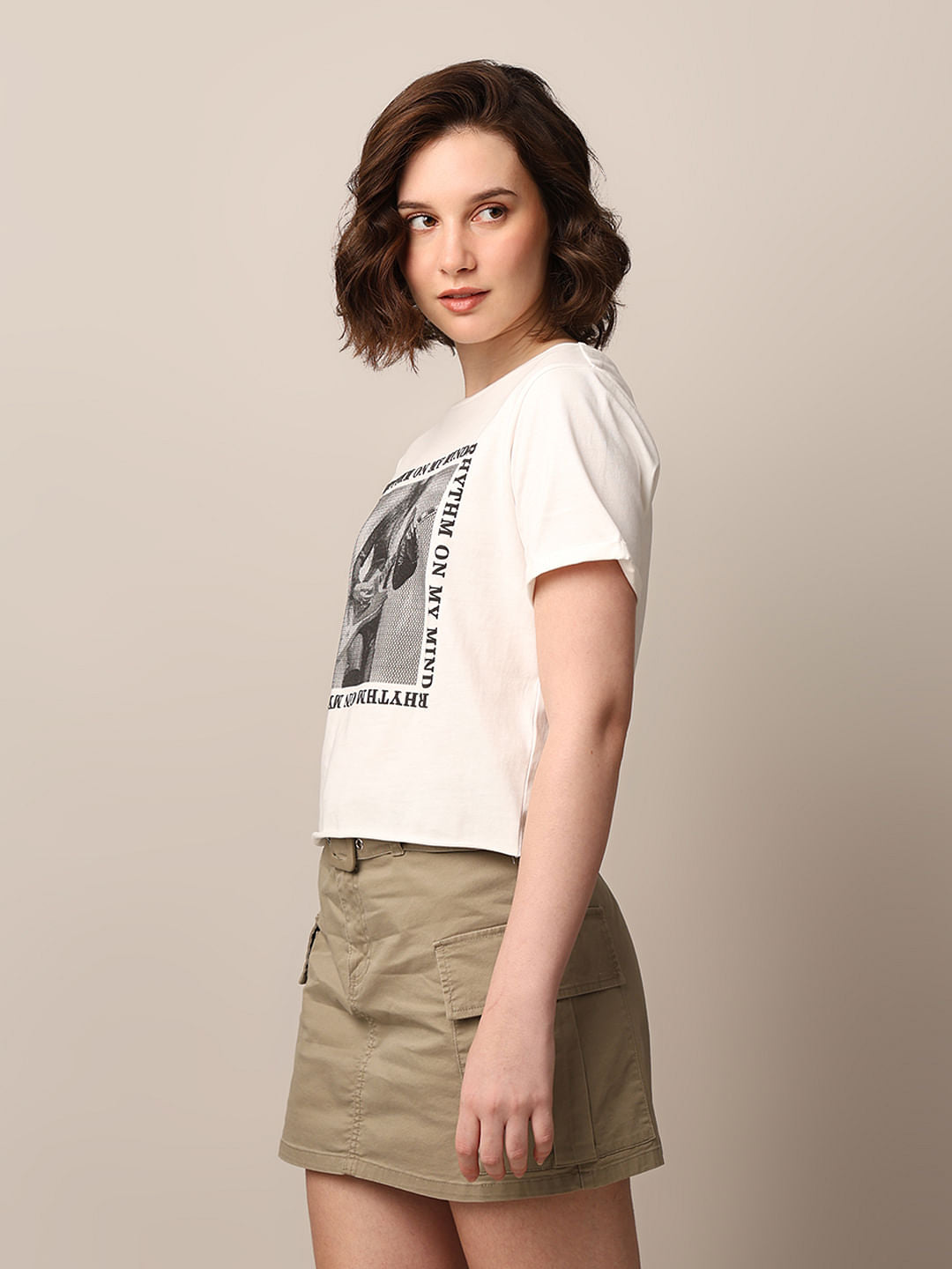 White Printed Cotton T-Shirt
