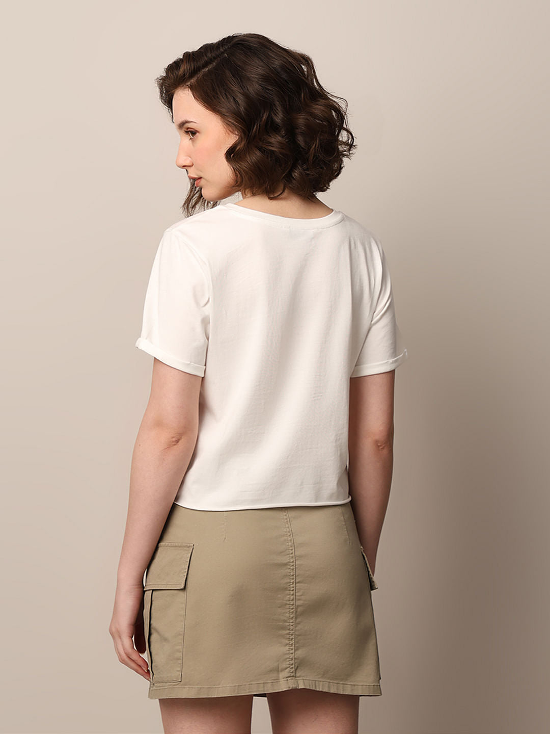 White Printed Cotton T-Shirt