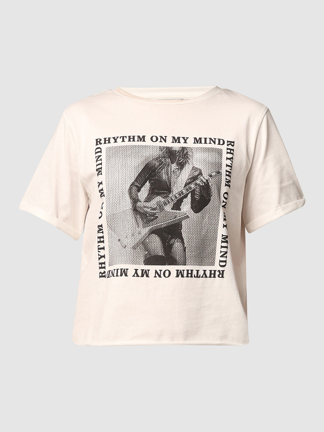 White Printed Cotton T-Shirt