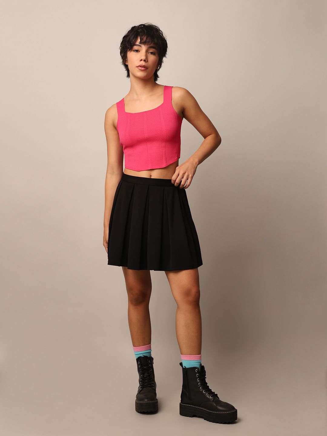 Pink Fine Knit Corset Top