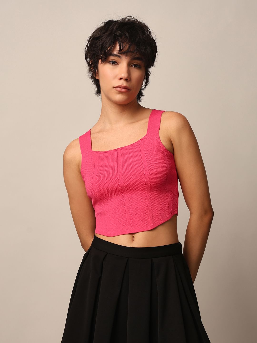 Pink Fine Knit Corset Top