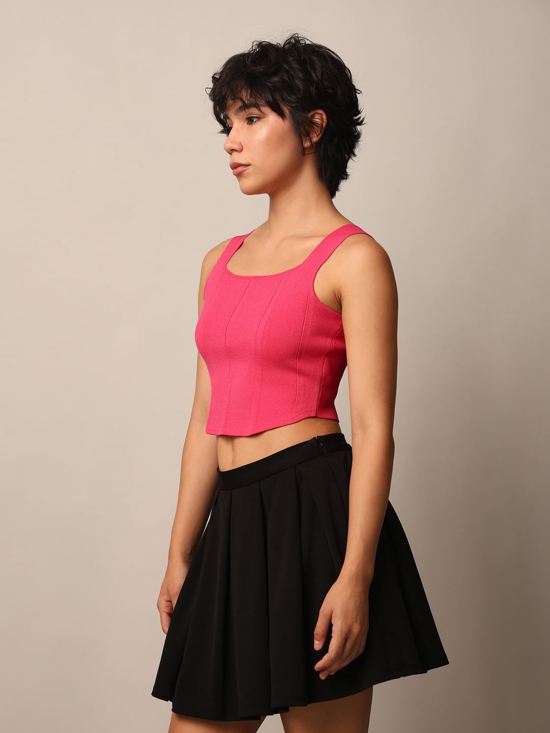 Pink Fine Knit Corset Top