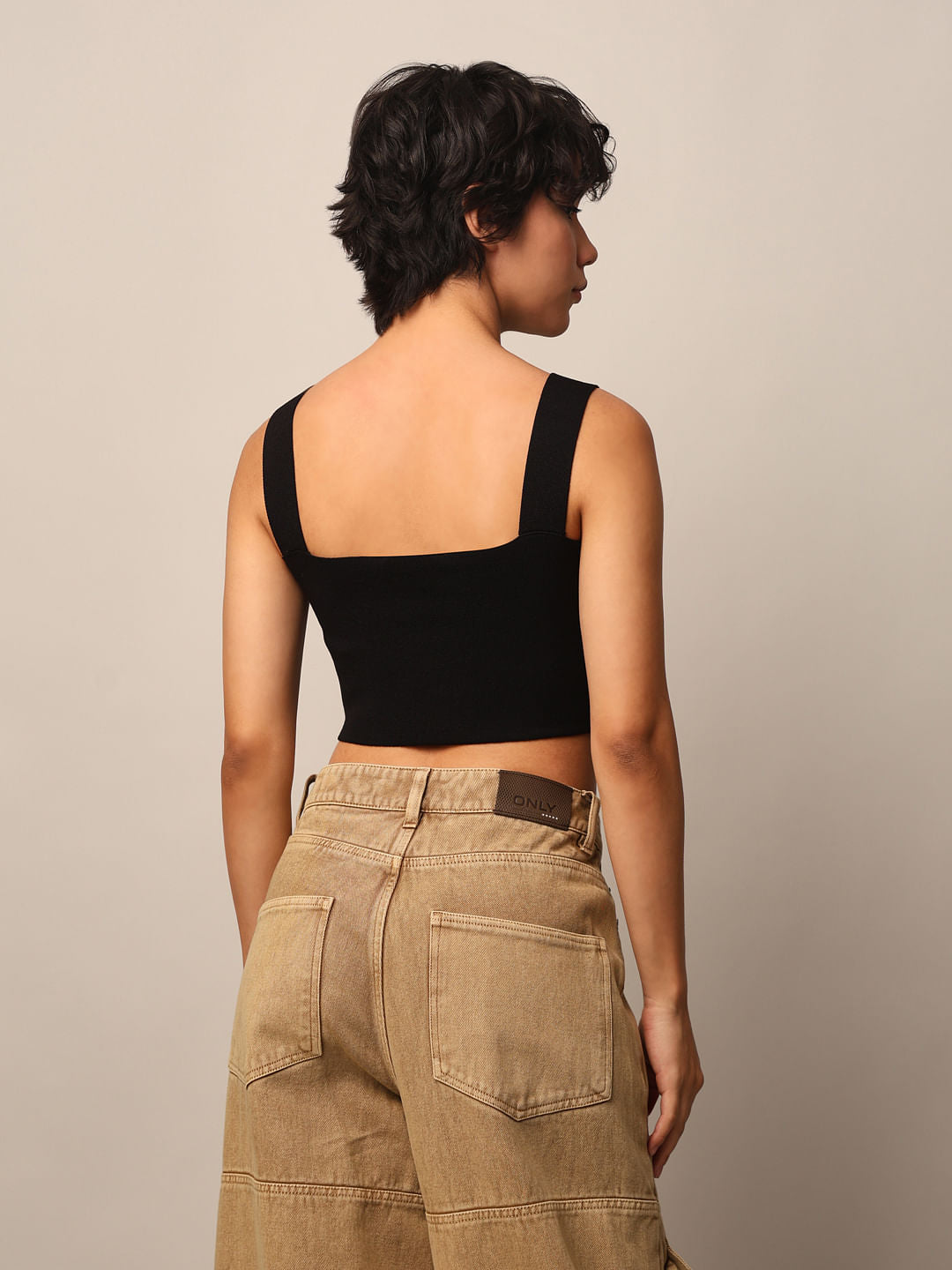 Black Fine Knit Corset Top