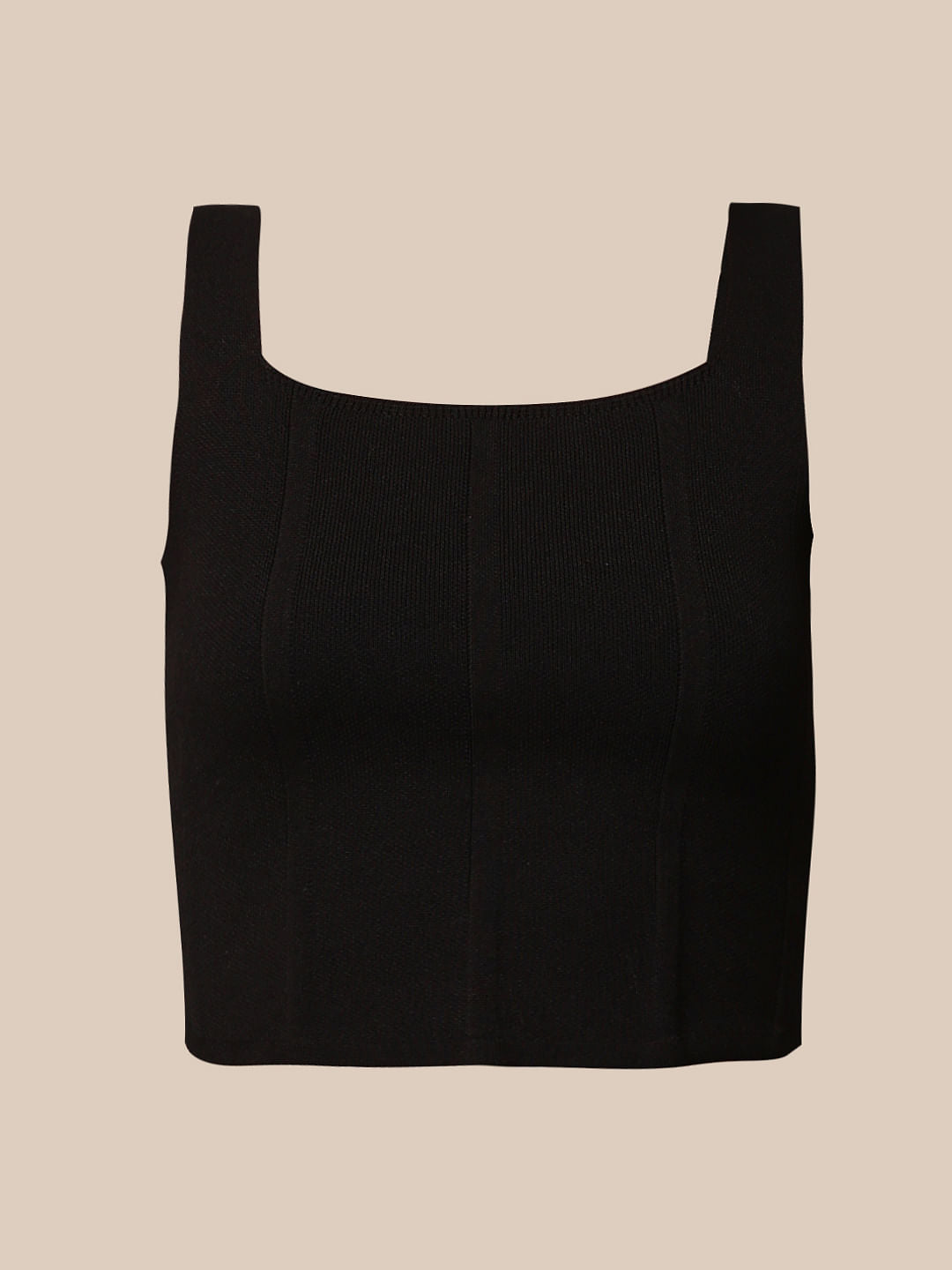 Black Fine Knit Corset Top