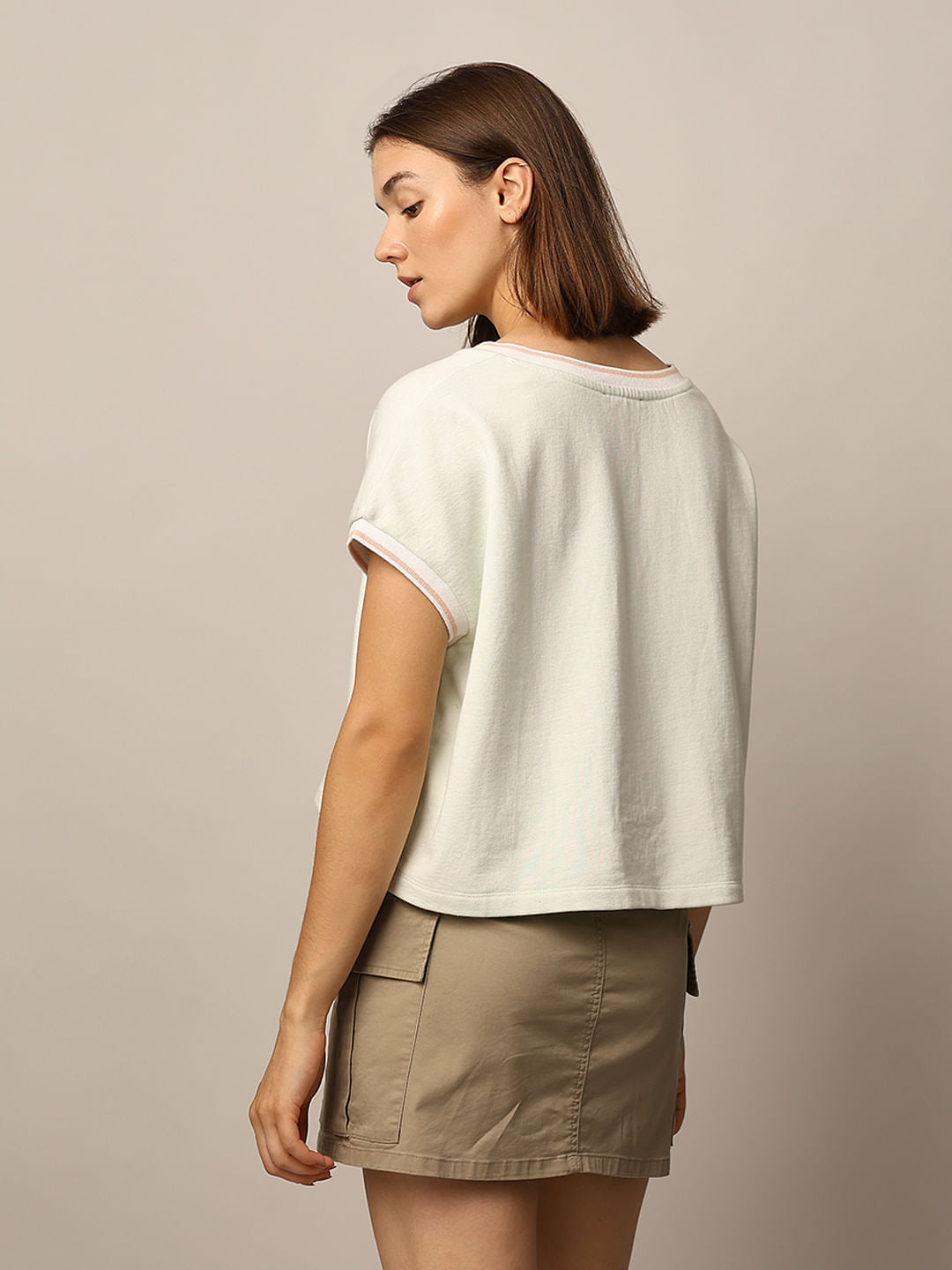 Green Printed Cropped T-Shirt