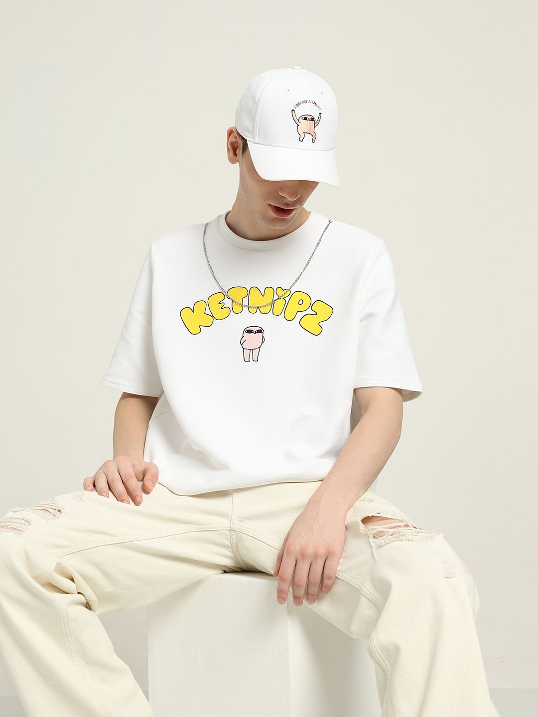 Ketnipz White Unisex Printed T-Shirt