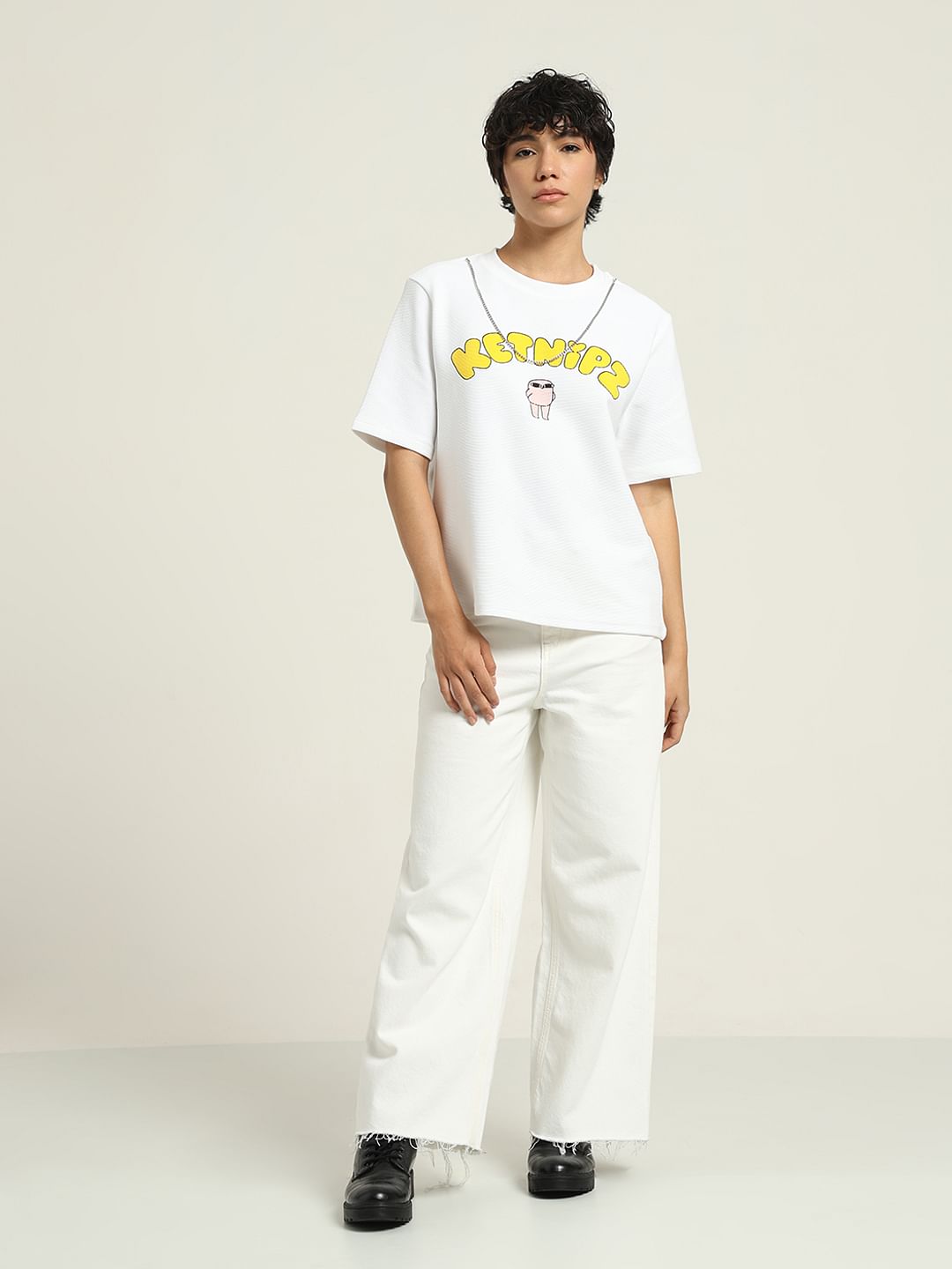 Ketnipz White Unisex Printed T-Shirt