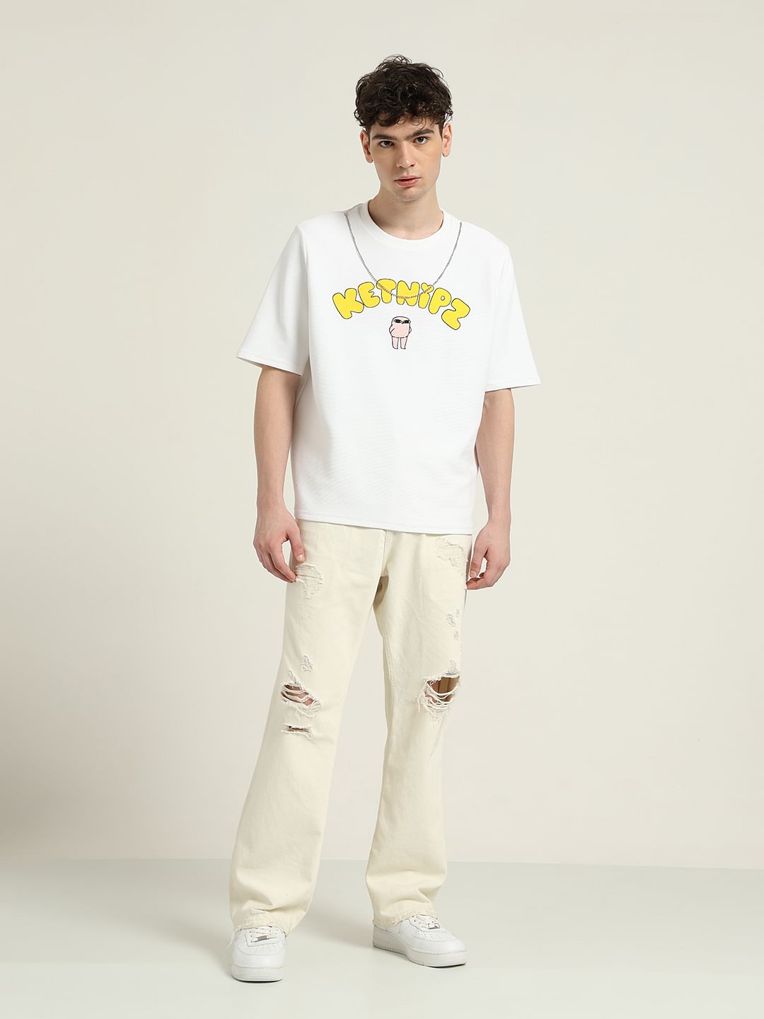 Ketnipz White Unisex Printed T-Shirt