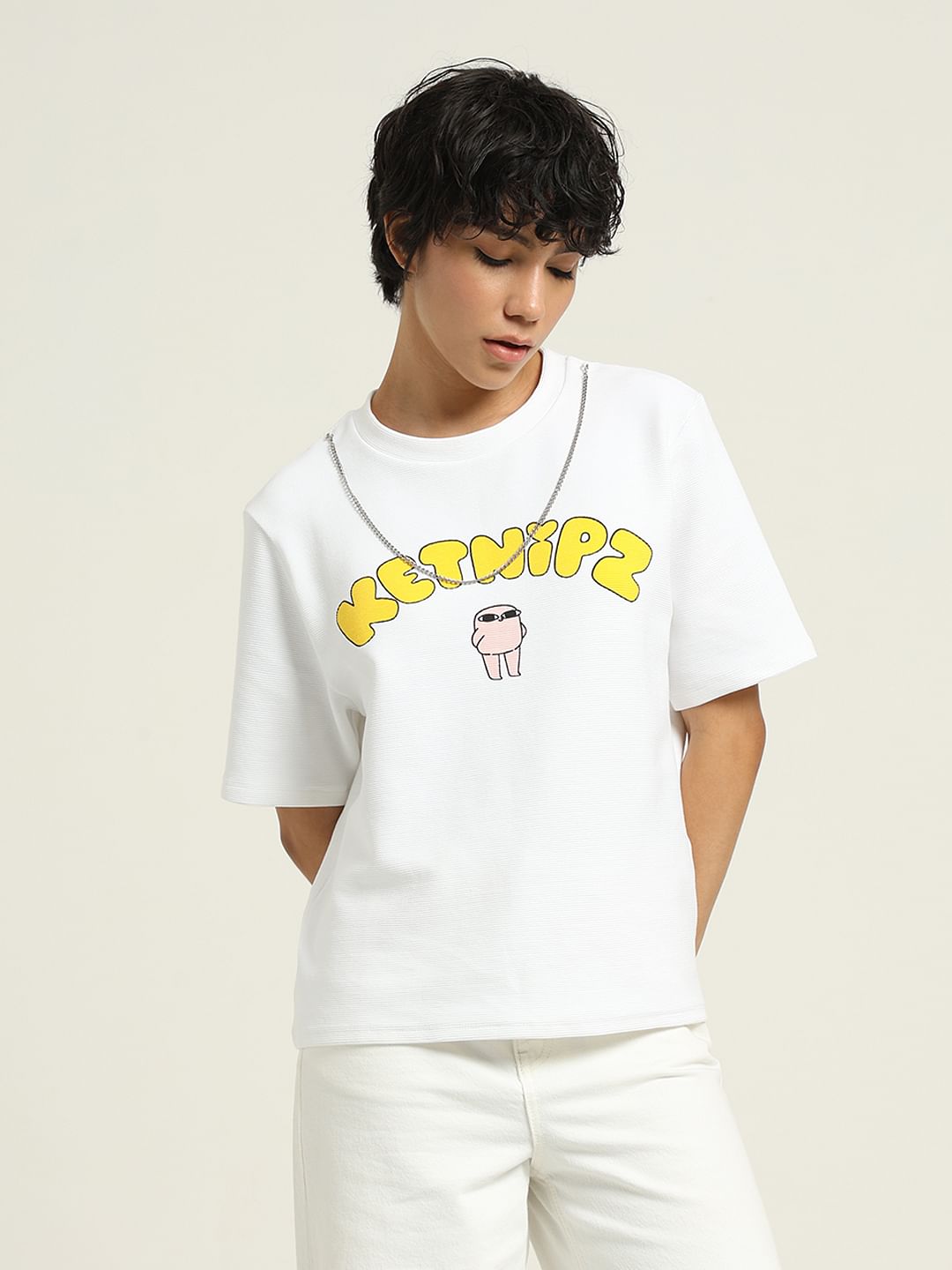 Ketnipz White Unisex Printed T-Shirt