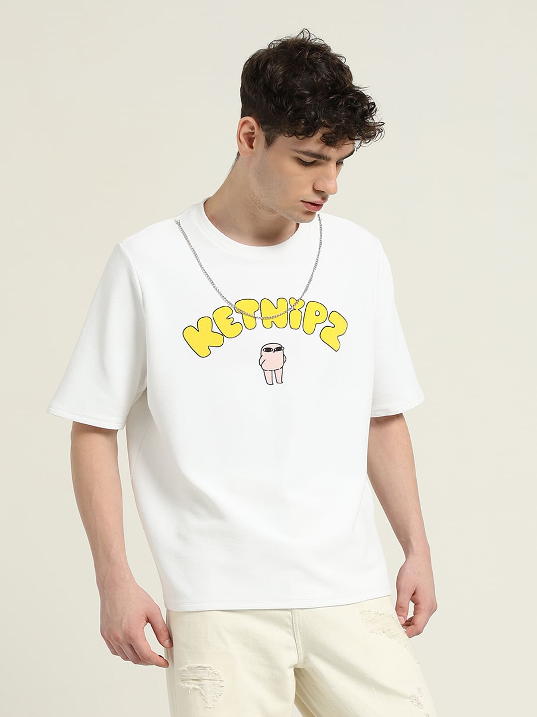 Ketnipz White Unisex Printed T-Shirt